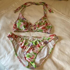 Shade & Shore Floral Halter Bikini Set Size Small & Medium